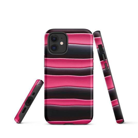 Black Pink Blob Double Layered Impact Resistant Tough iPhone Case 3D Wrap Matte or Glossy Finish CREATIVETECH