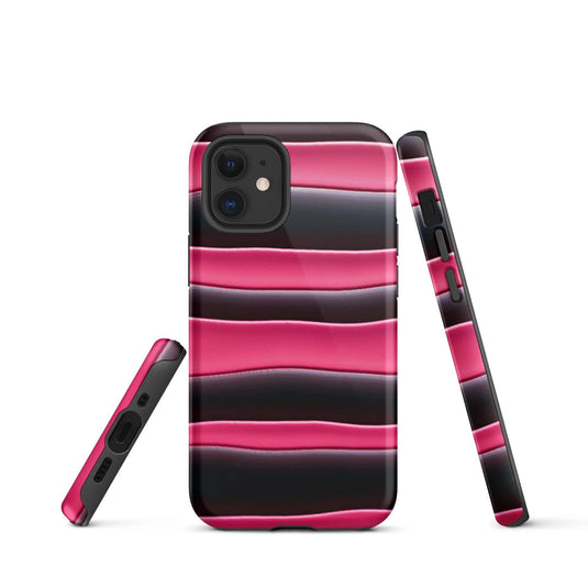 Black Pink Blob Double Layered Impact Resistant Tough iPhone Case 3D Wrap Matte or Glossy Finish CREATIVETECH