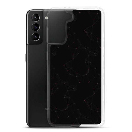 Black Red Cyber Polygon Flexible Clear Samsung Case Bump Resistant Corners CREATIVETECH