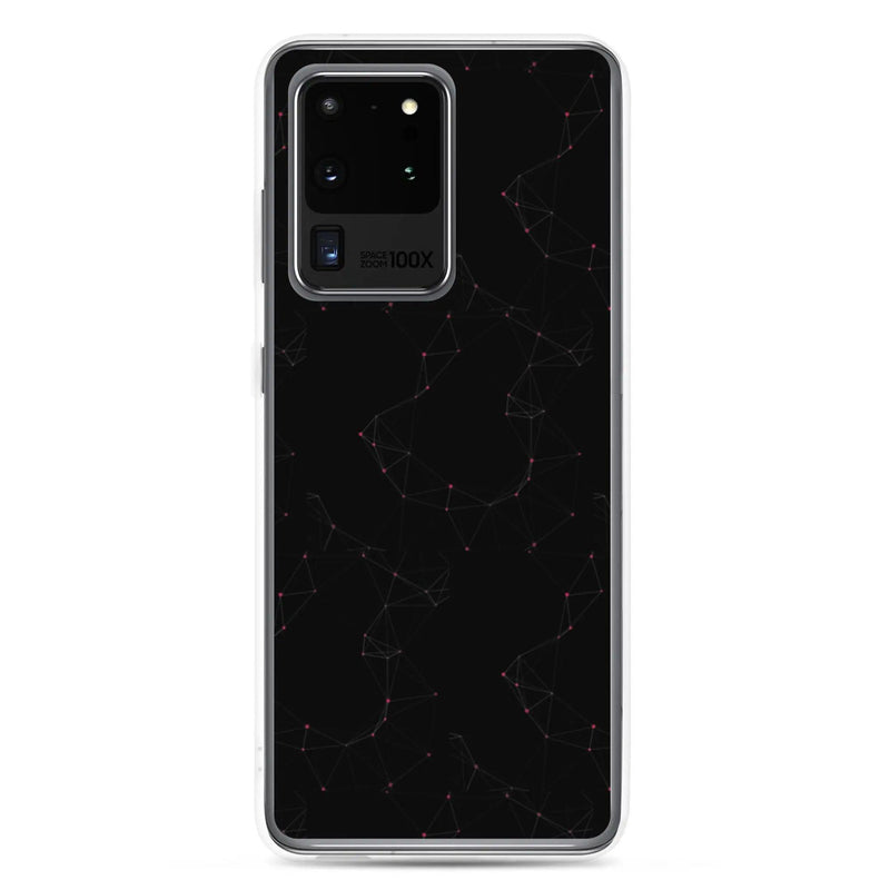Load image into Gallery viewer, Black Red Cyber Polygon Flexible Clear Samsung Case Bump Resistant Corners CREATIVETECH
