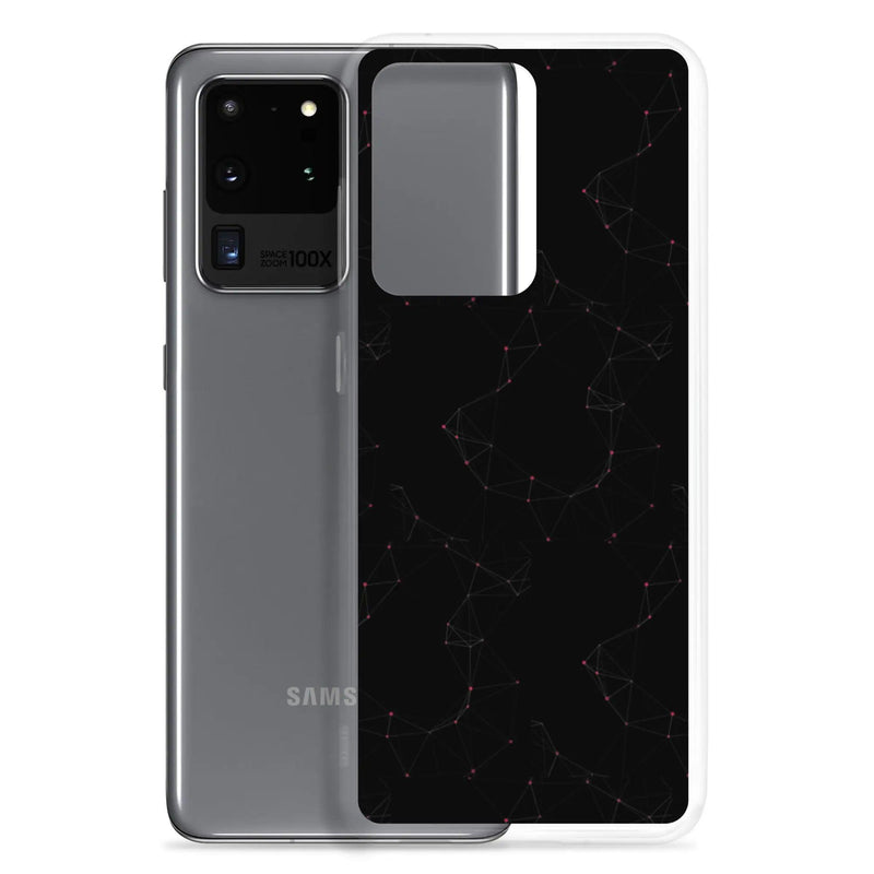 Load image into Gallery viewer, Black Red Cyber Polygon Flexible Clear Samsung Case Bump Resistant Corners CREATIVETECH
