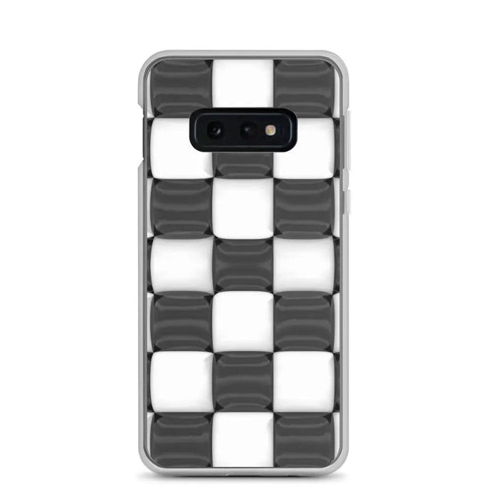 Black White Cubic Chess Board Style Flexible Clear Samsung Case Bump Resistant Corners CREATIVETECH