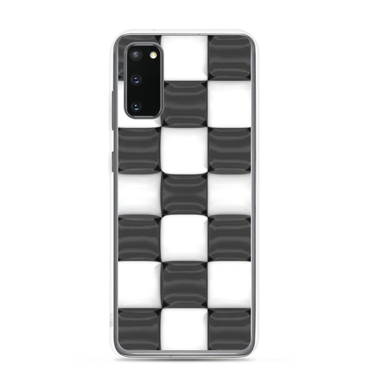 Black White Cubic Chess Board Style Flexible Clear Samsung Case Bump Resistant Corners CREATIVETECH