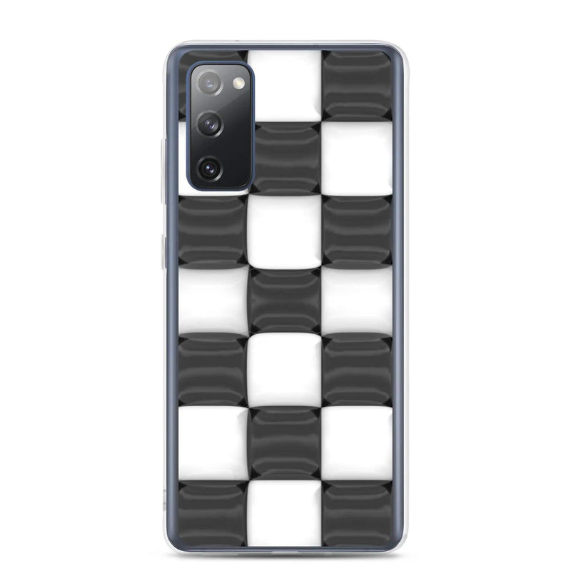 Load image into Gallery viewer, Black White Cubic Chess Board Style Flexible Clear Samsung Case Bump Resistant Corners CREATIVETECH
