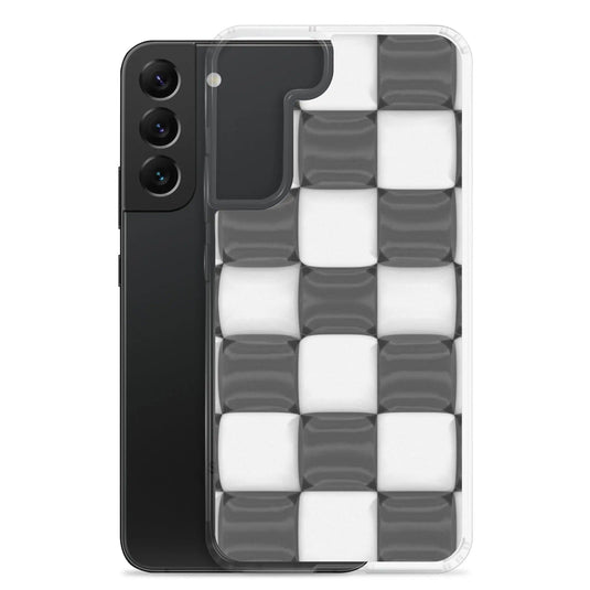 Black White Cubic Chess Board Style Flexible Clear Samsung Case Bump Resistant Corners CREATIVETECH