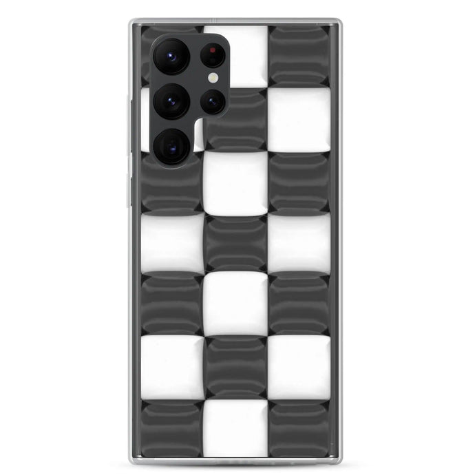 Black White Cubic Chess Board Style Flexible Clear Samsung Case Bump Resistant Corners CREATIVETECH