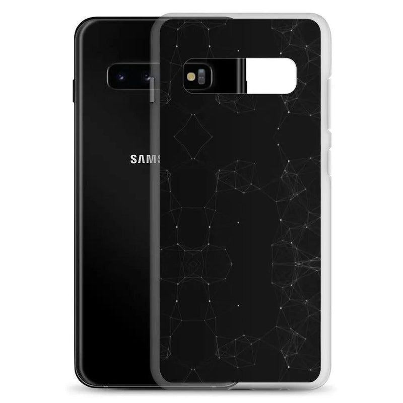 Load image into Gallery viewer, Black White Cyber Polygon Flexible Clear Samsung Case Bump Resistant Corners CREATIVETECH
