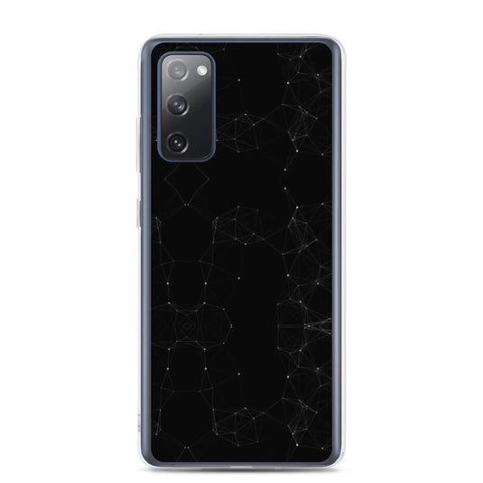 Black White Cyber Polygon Flexible Clear Samsung Case Bump Resistant Corners CREATIVETECH