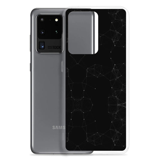 Black White Cyber Polygon Flexible Clear Samsung Case Bump Resistant Corners CREATIVETECH