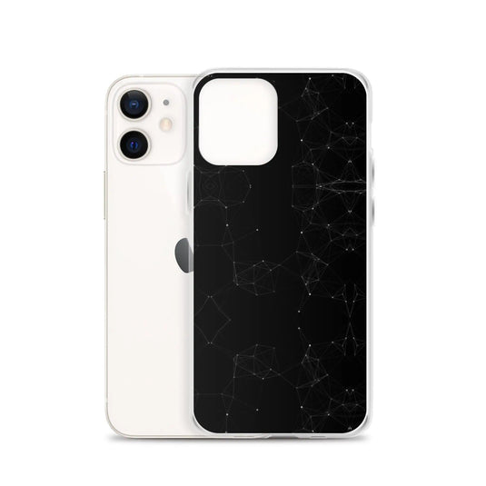 Black and White Cyber Polygon Flexible Clear iPhone Case Bump Resistant Corners CREATIVETECH