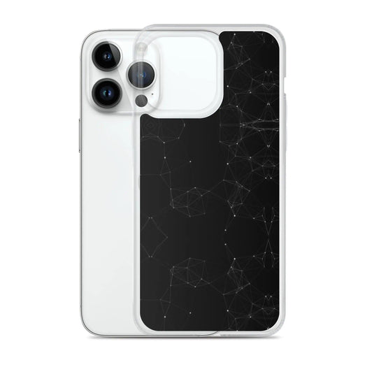 Black and White Cyber Polygon Flexible Clear iPhone Case Bump Resistant Corners CREATIVETECH