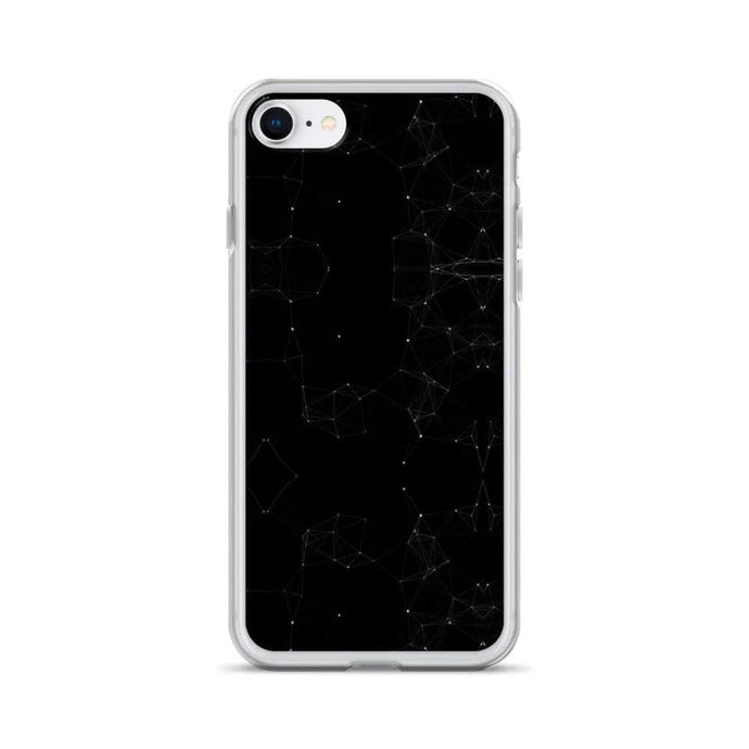 Black and White Cyber Polygon Flexible Clear iPhone Case Bump Resistant Corners CREATIVETECH