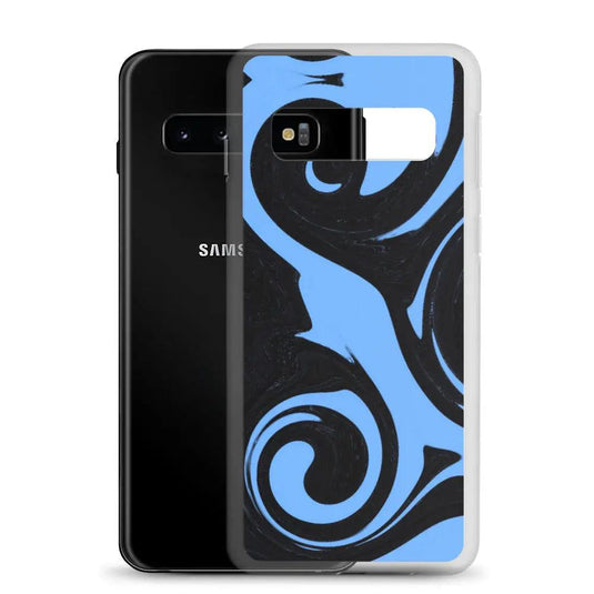Blue Black Industrial Liquid Paint Style Flexible Clear Samsung Case Bump Resistant Corners CREATIVETECH