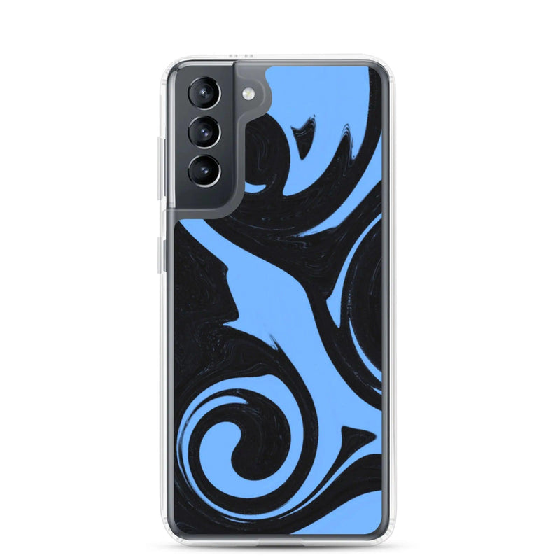 Load image into Gallery viewer, Blue Black Industrial Liquid Paint Style Flexible Clear Samsung Case Bump Resistant Corners CREATIVETECH
