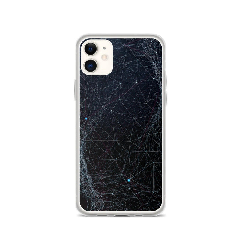 Load image into Gallery viewer, Blue Dark Cyber Polygon Flexible Clear iPhone Case Bump Resistant Corners CREATIVETECH
