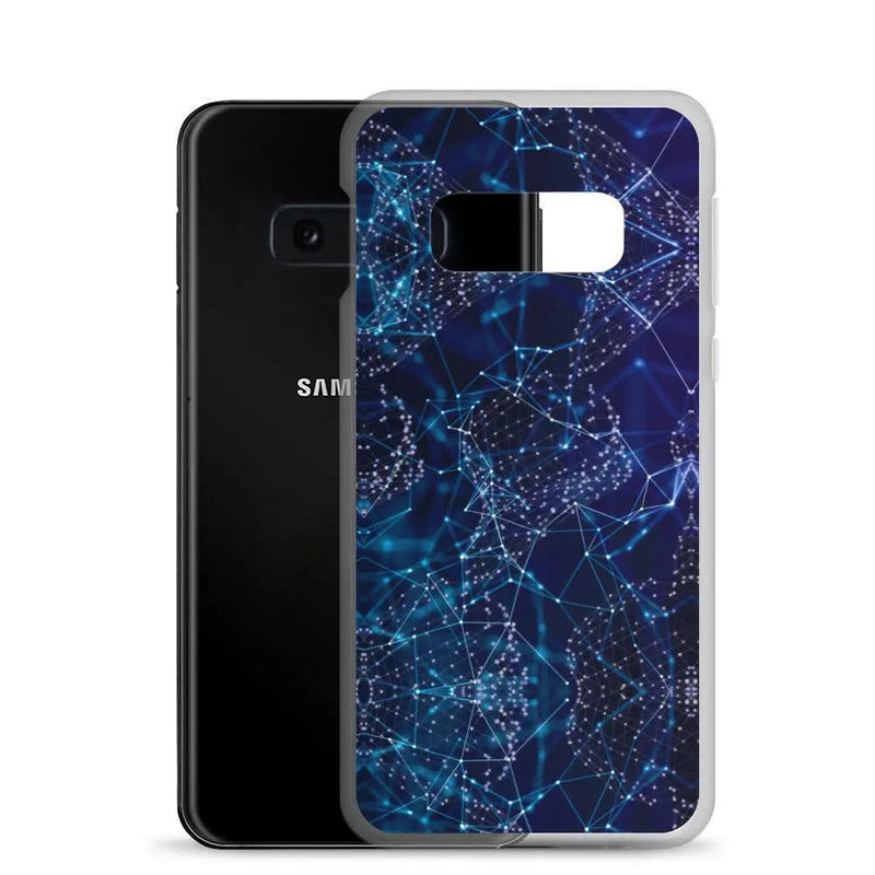Load image into Gallery viewer, Blue Polygon Flexible Clear Samsung Case Bump Resistant Corners CREATIVETECH
