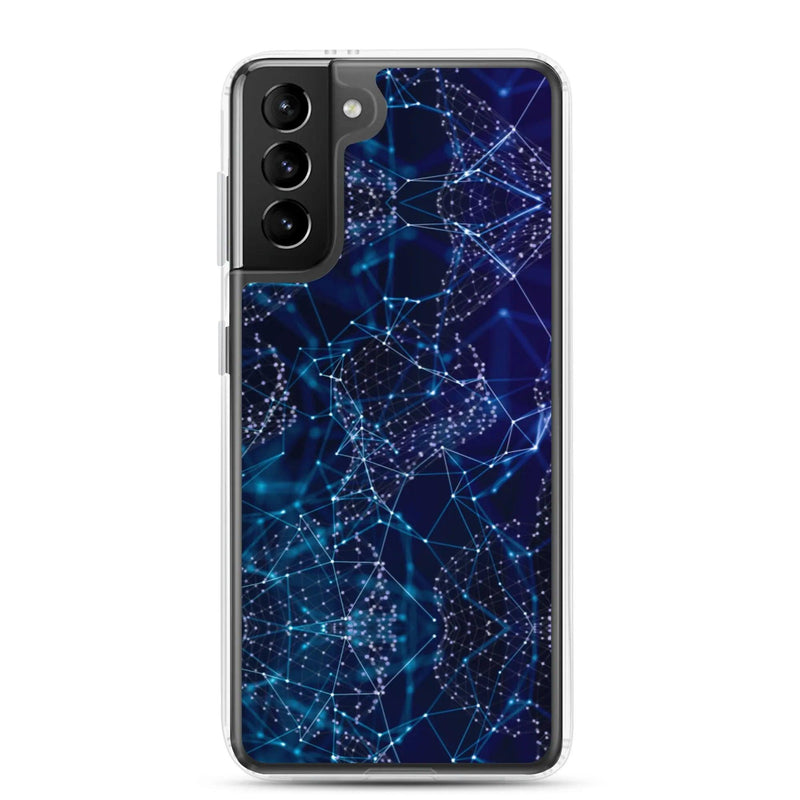 Load image into Gallery viewer, Blue Polygon Flexible Clear Samsung Case Bump Resistant Corners CREATIVETECH
