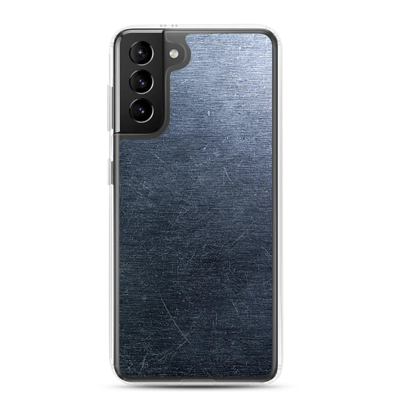 Load image into Gallery viewer, Brushed Industrial Metal Dark Flexible Clear Samsung Case Bump Resistant Corners CREATIVETECH
