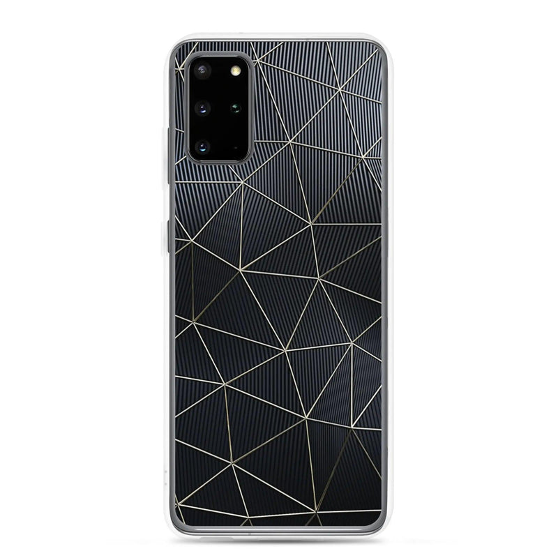 Load image into Gallery viewer, Carbon Fiber Metal Polygon Dark Flexible Clear Samsung Case Bump Resistant Corners CREATIVETECH
