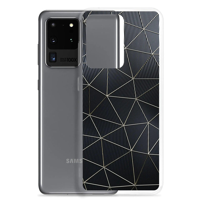 Load image into Gallery viewer, Carbon Fiber Metal Polygon Dark Flexible Clear Samsung Case Bump Resistant Corners CREATIVETECH
