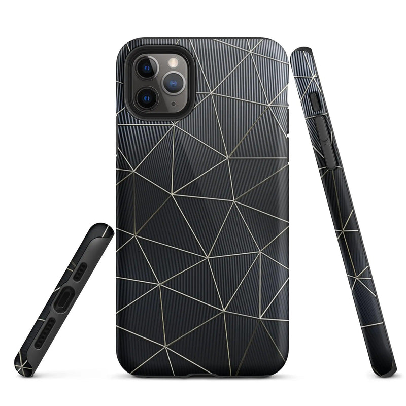 Load image into Gallery viewer, Carbon Fiber Metal Polygon Double Layer Impact Resistant Tough iPhone Case 3D Wrap Matte or Glossy Finish CREATIVETECH
