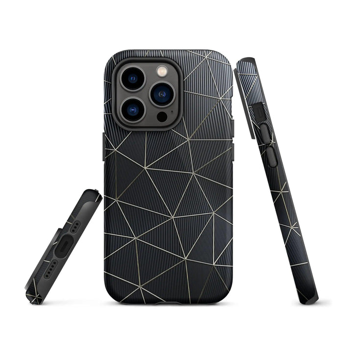 Carbon Fiber Metal Polygon Double Layer Impact Resistant Tough iPhone Case 3D Wrap Matte or Glossy Finish CREATIVETECH
