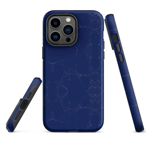 Colorful Dark Blue Polygon Double Layered Impact Resistant Tough iPhone Case 3D Wrap Matte or Glossy Finish CREATIVETECH