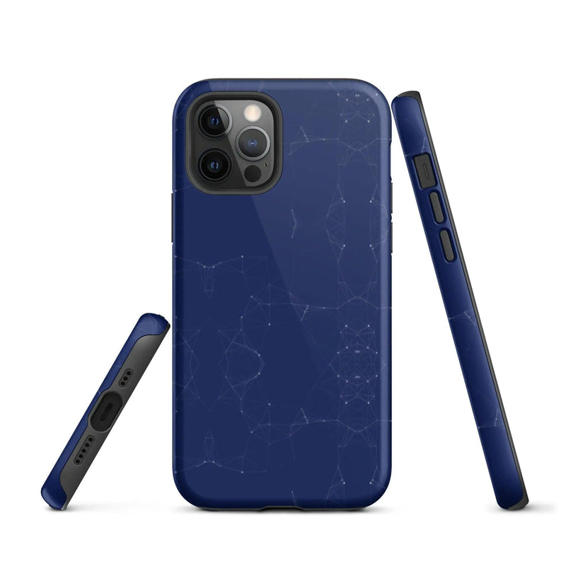 Load image into Gallery viewer, Colorful Dark Blue Polygon Double Layered Impact Resistant Tough iPhone Case 3D Wrap Matte or Glossy Finish CREATIVETECH
