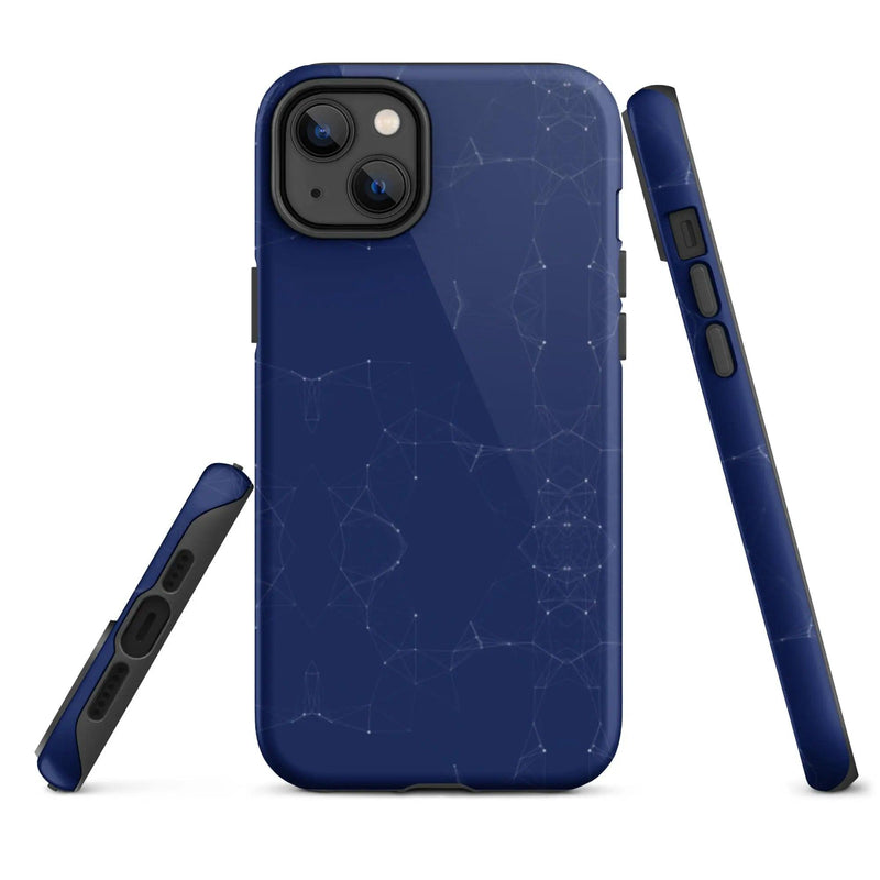 Load image into Gallery viewer, Colorful Dark Blue Polygon Double Layered Impact Resistant Tough iPhone Case 3D Wrap Matte or Glossy Finish CREATIVETECH
