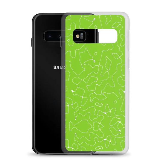 Colorful Electric Green Organic Pattern Flexible Clear Samsung Case Bump Resistant Corners CREATIVETECH