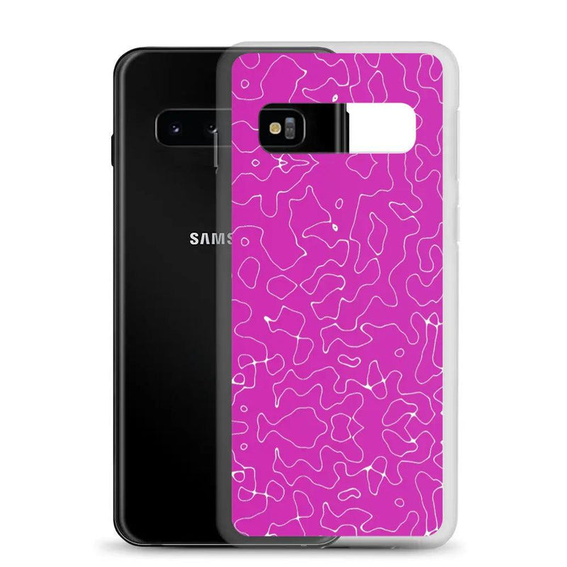 Load image into Gallery viewer, Colorful Electric Magenta Pink Organic Pattern Flexible Clear Samsung Case Bump Resistant Corners CREATIVETECH
