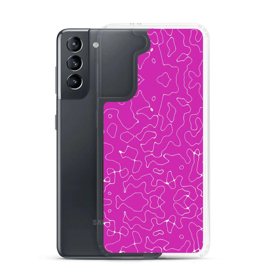 Colorful Electric Magenta Pink Organic Pattern Flexible Clear Samsung Case Bump Resistant Corners CREATIVETECH