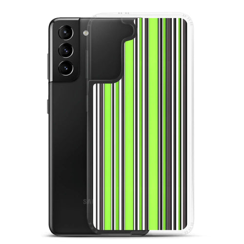 Colorful Fresh Green Striped Flexible Clear Samsung Case Bump Resistant Corners CREATIVETECH