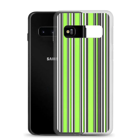 Colorful Fresh Green Striped Flexible Clear Samsung Case Bump Resistant Corners CREATIVETECH