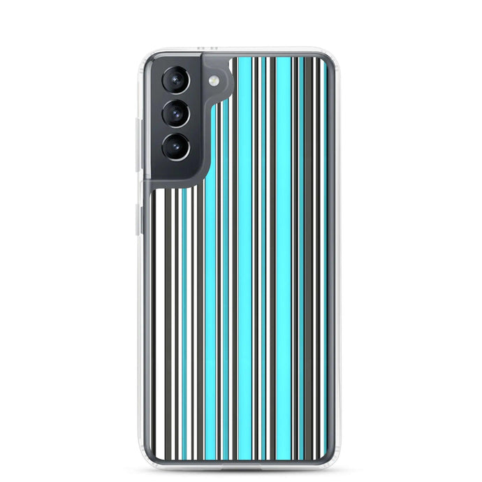 Colorful Marine Blue Striped Flexible Clear Samsung Case Bump Resistant Corners CREATIVETECH