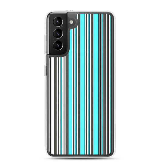 Colorful Marine Blue Striped Flexible Clear Samsung Case Bump Resistant Corners CREATIVETECH