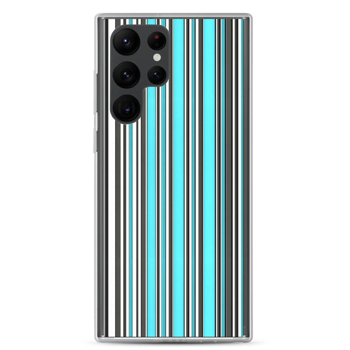 Colorful Marine Blue Striped Flexible Clear Samsung Case Bump Resistant Corners CREATIVETECH