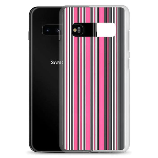 Colorful Pink Berry Striped Style Flexible Clear Samsung Case Bump Resistant Corners CREATIVETECH
