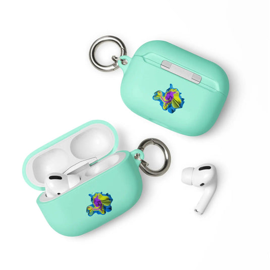 Colorful Waves 2-in-1 Cool Shock Resistant Tough AirPods Case with Metal Carabiner CREATIVETECH