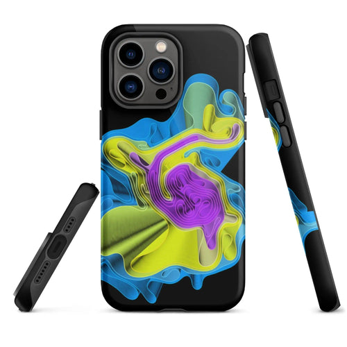 Cool Colorful Waves Double Layered Impact Resistant Tough iPhone Case 3D Wrap Matte or Glossy Finish CREATIVETECH