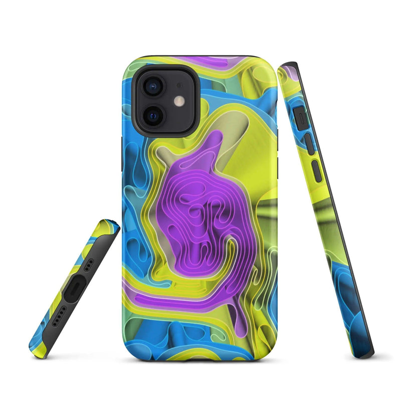 Load image into Gallery viewer, Cool Colorful Waves Variation Double Layered Impact Resistant Tough iPhone Case 3D Wrap Matte or Glossy Finish CREATIVETECH
