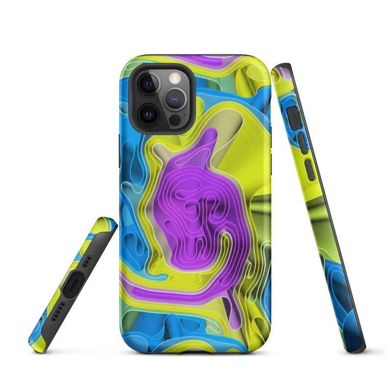 Load image into Gallery viewer, Cool Colorful Waves Variation Double Layered Impact Resistant Tough iPhone Case 3D Wrap Matte or Glossy Finish CREATIVETECH
