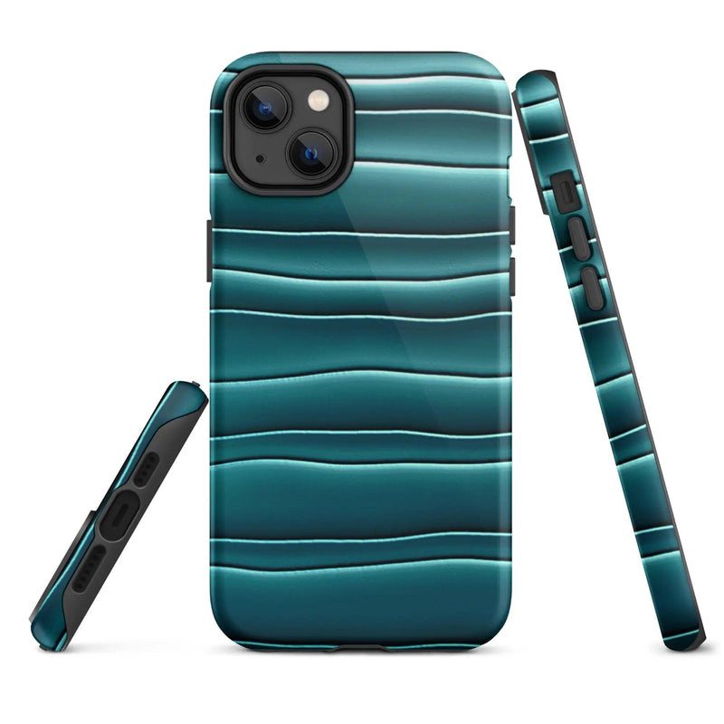 Load image into Gallery viewer, Cyan Blue Green Blob Double Layered Impact Resistant Tough iPhone Case 3D Wrap Matte or Glossy Finish CREATIVETECH
