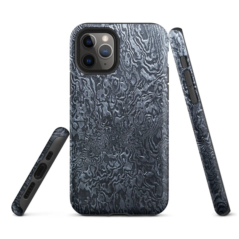 Load image into Gallery viewer, Damascus Steel Pattern Metal Double Layered Impact Resistant Tough iPhone Case 3D Wrap Matte or Glossy Finish CREATIVETECH
