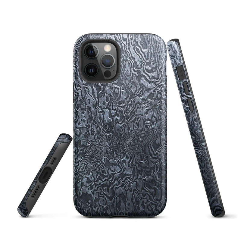 Load image into Gallery viewer, Damascus Steel Pattern Metal Double Layered Impact Resistant Tough iPhone Case 3D Wrap Matte or Glossy Finish CREATIVETECH
