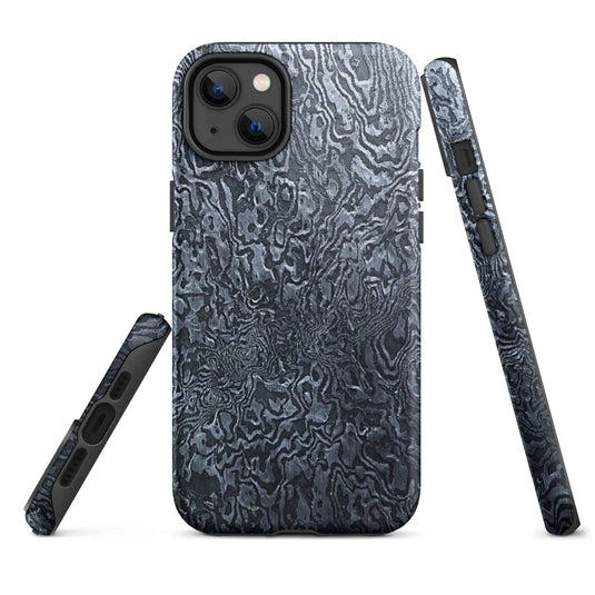 Damascus Steel Pattern Metal Double Layered Impact Resistant Tough iPhone Case 3D Wrap Matte or Glossy Finish CREATIVETECH