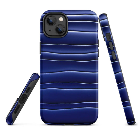 Dark Blue Blob Double Layered Impact Resistant Tough iPhone Case 3D Wrap Matte or Glossy Finish CREATIVETECH