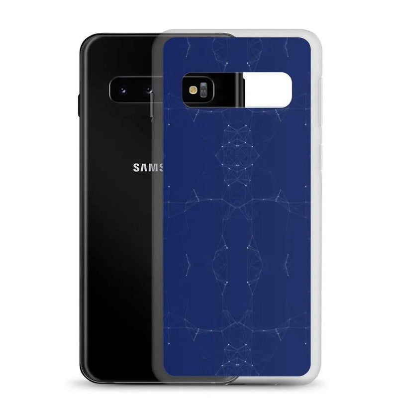 Load image into Gallery viewer, Dark Blue Cyber Polygon Flexible Clear Samsung Case Bump Resistant Corners CREATIVETECH
