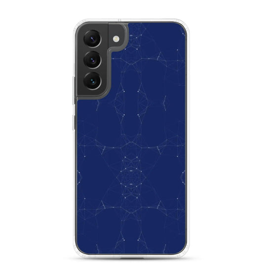 Dark Blue Cyber Polygon Flexible Clear Samsung Case Bump Resistant Corners CREATIVETECH