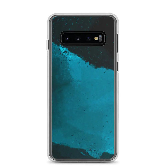 Dark Cyan Marine Blue Industrial Watercolor Paint Brush Style Flexible Clear Samsung Case Bump Resistant Corners CREATIVETECH